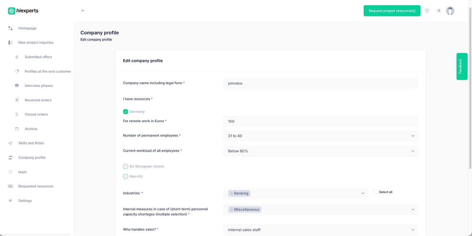 Job-to-candidate matching platform for Hiexperts.de — screenshot 4 of 4