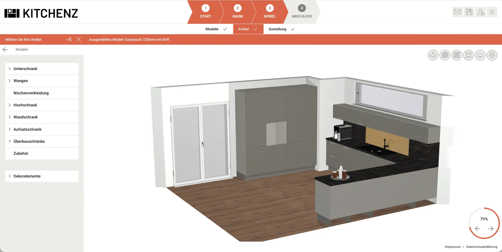 Product configurator and 3D kitchen-planning integration on Shopware 6 — screenshot 2 of 6